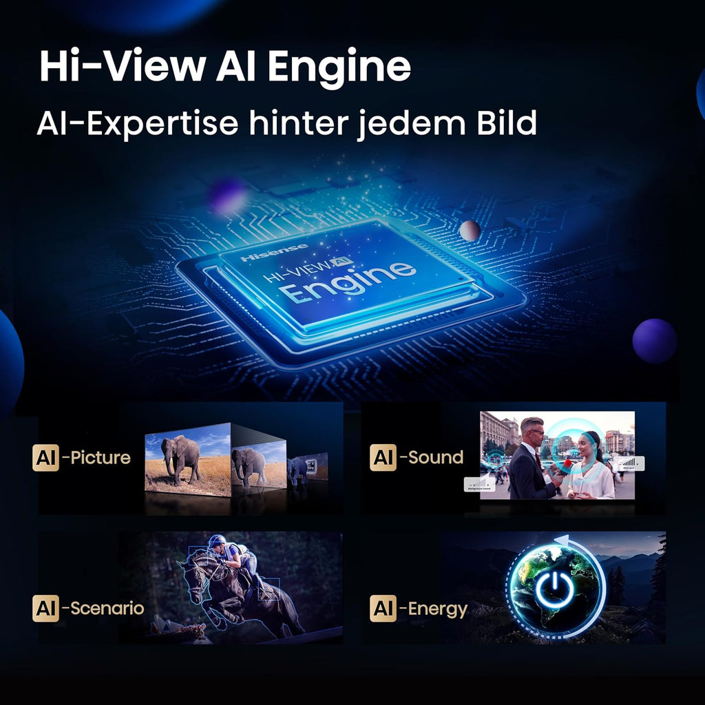 Hisense 55U7Q Fernseher 55 Zoll, 4K Mini LED ULED, Smart TV, Hi-View AI Engine, 144Hz Game Mode Pro, FreeSync Premium, Built in Subwoofer, Dolby Vision IQ Atmos, Airplay, Sprachsteuerung[2025]