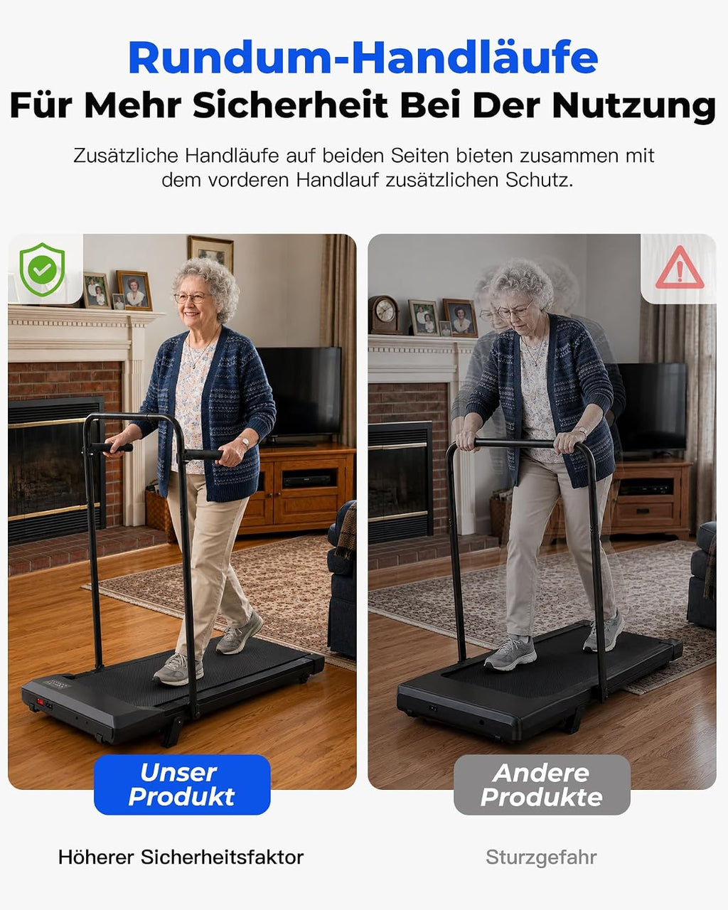 Superun Walking Pad mit Steigung, APP KI-Trainer, leises Büro Laufgerät
