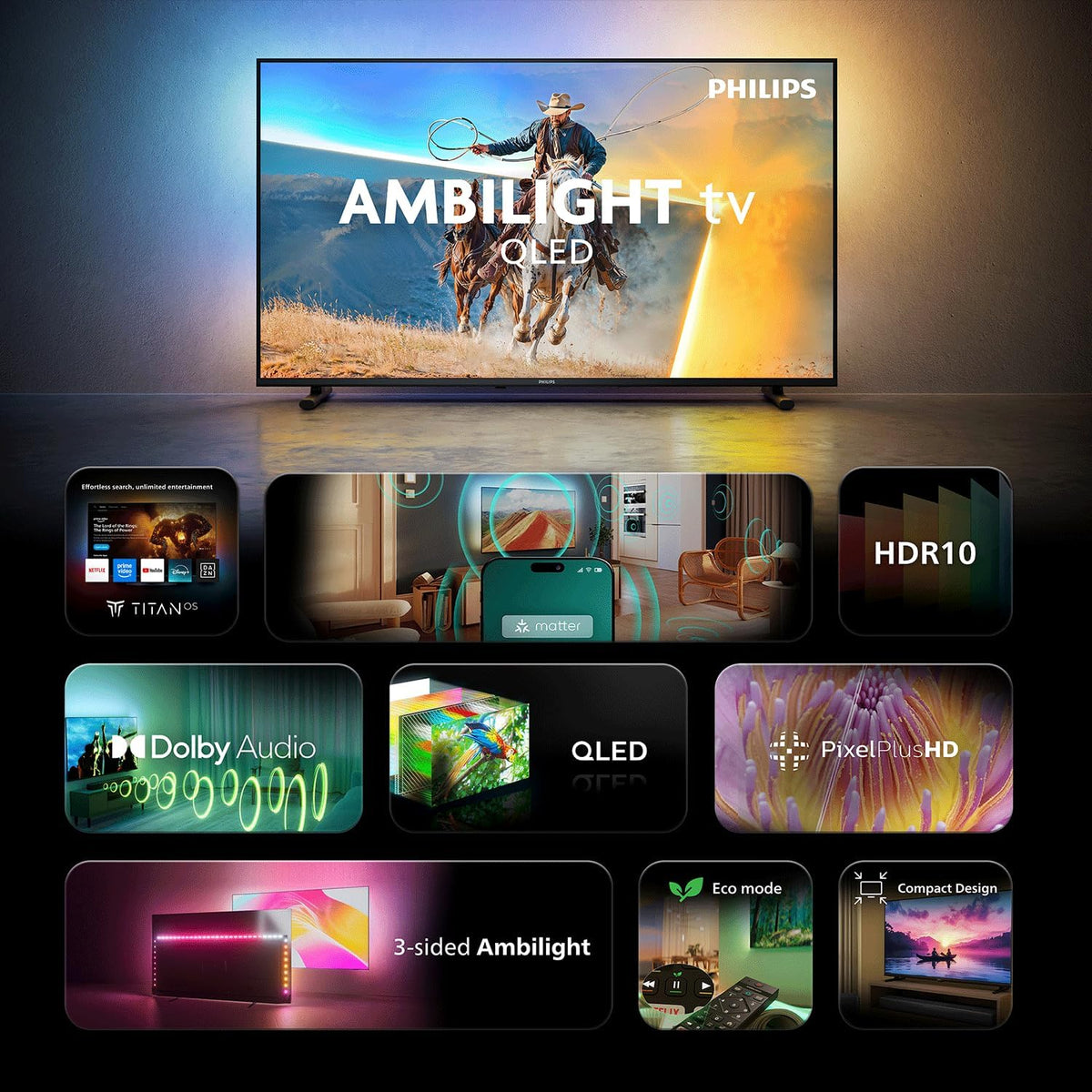 PHILIPS Ambilight TV 32PQS6901/12 32 Zoll FHD QLED Smart-TV