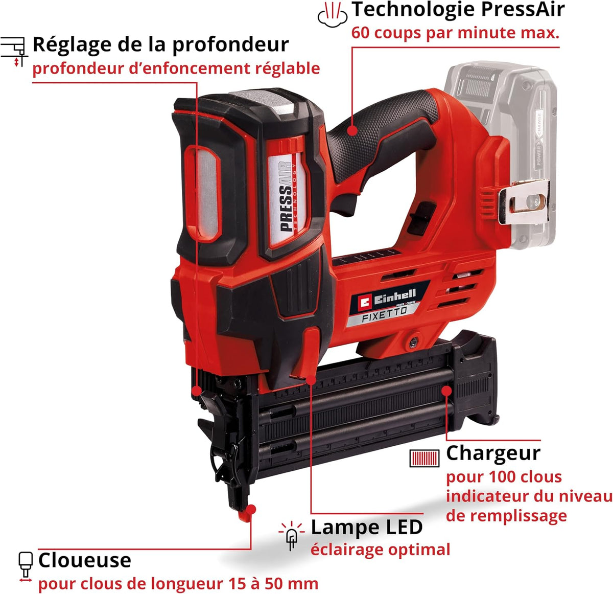 Einhell Professional Cordless Nailer FIXETTO 18/50 N
