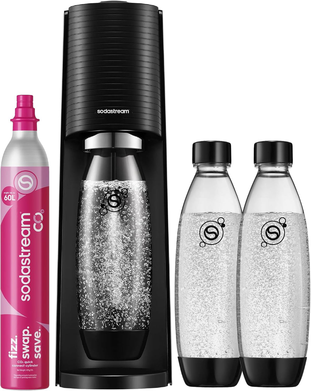 SodaStream TERRA Wassersprudler - 3x 1L Sprudlerflaschen & CO2-Zylinder