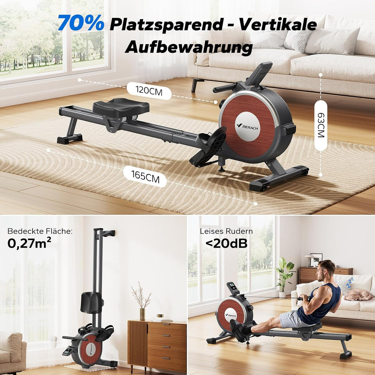 MERACH Rudergerät für Zuhause, 16 Widerstandsstufen, Leises Magnetisches