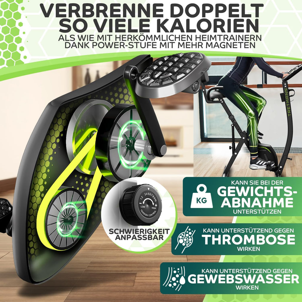 Tretmann 3in1 Heimtrainer Fahrrad klappbar – extra leise & komfortabel