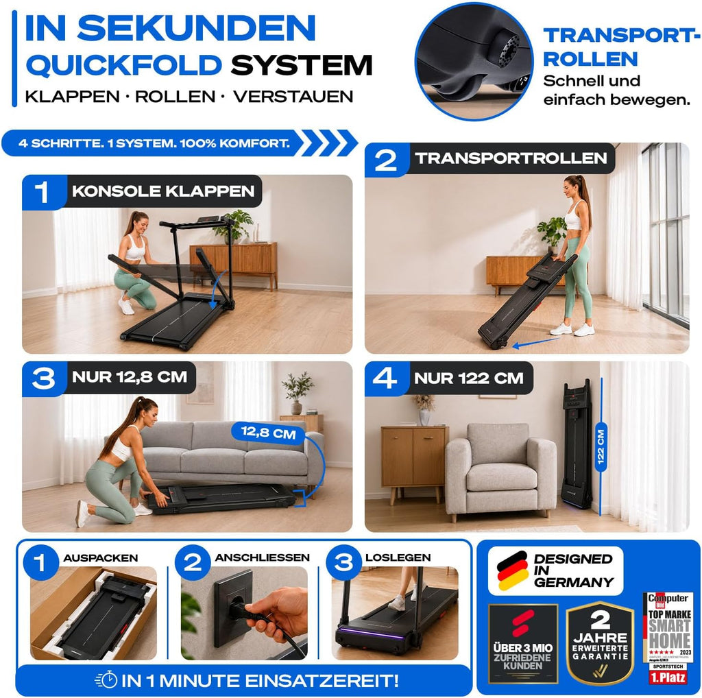 Sportstech, Laufband für Zuhause klappbar, bis 12 km/h, 9% Steigung