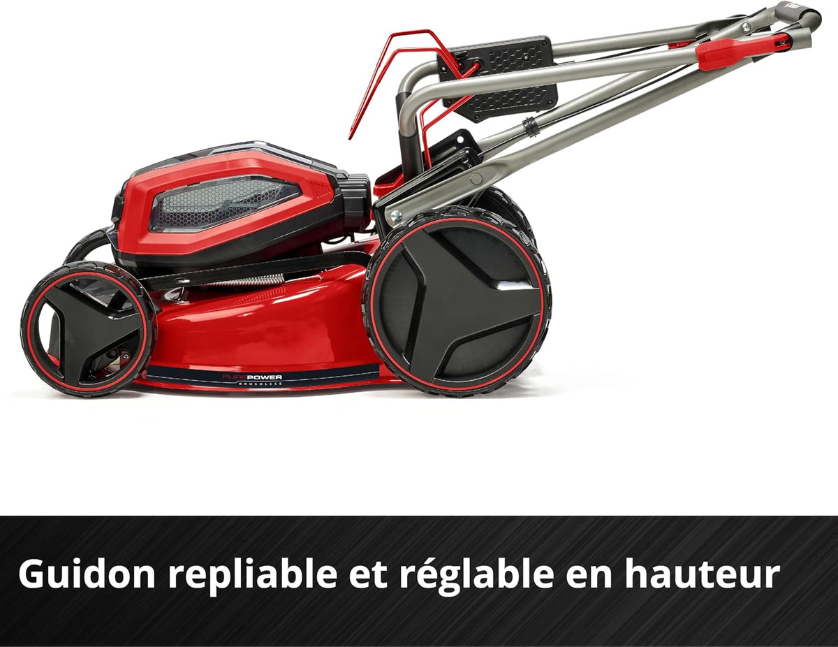 Einhell Professional Cordless Lawnmower GP-CM 36/47S Li BL (4x4.0Ah) Power X-Change (36V, Brushless Motor, Cut to 47cm, Tray 65L) Comes with 4 x 4.0Ah Batteries and 2 Dual Chargers