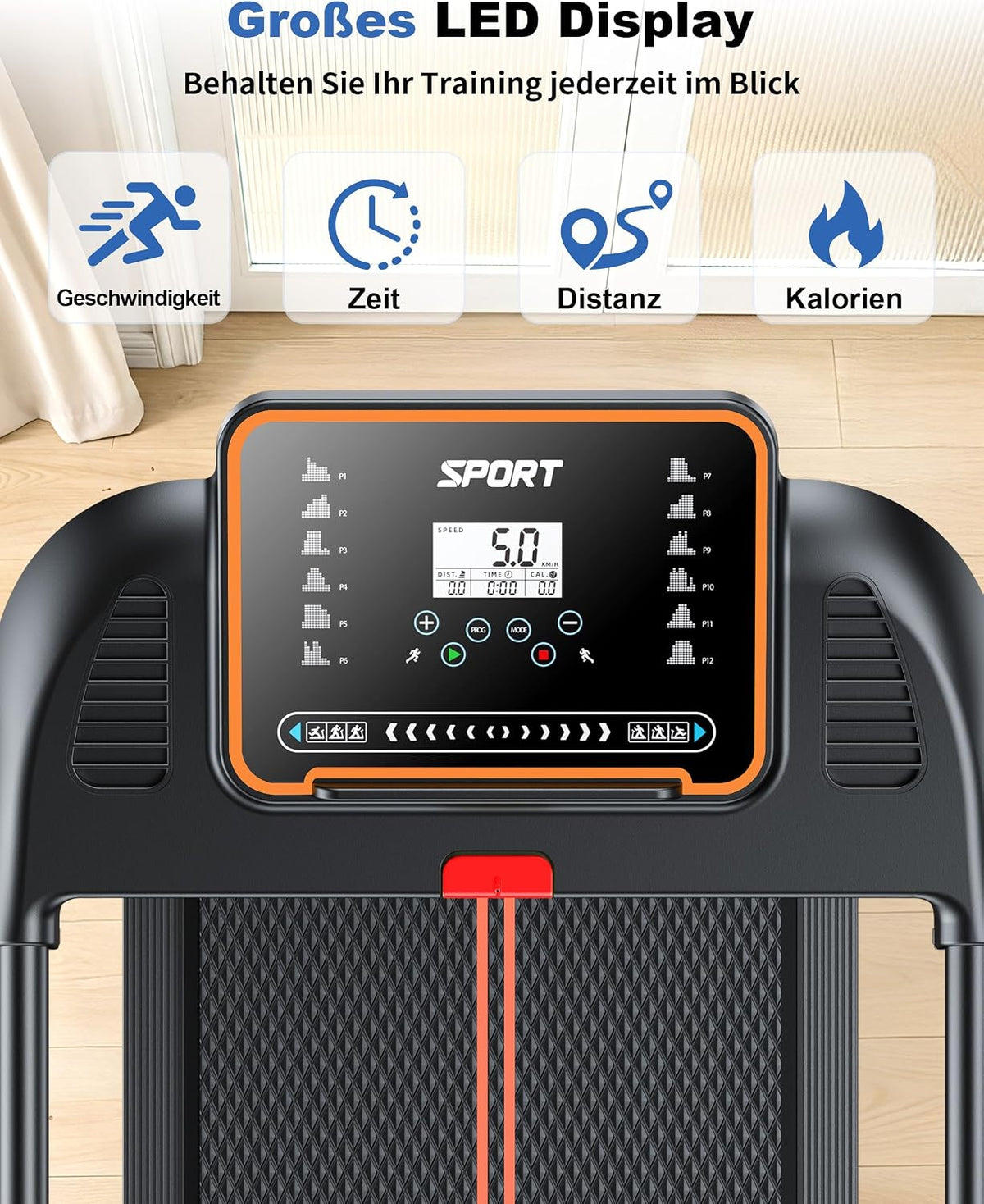 Laufband für Zuhause, Klappbar Laufbänder, Walking Pad Schreibtisch Treadmill for Home Office, Elektrische Laufpad 10 KM/H Leise Klein Walk Tretmühle Klappbares, Büro Lauf Mit Griff Under Desk