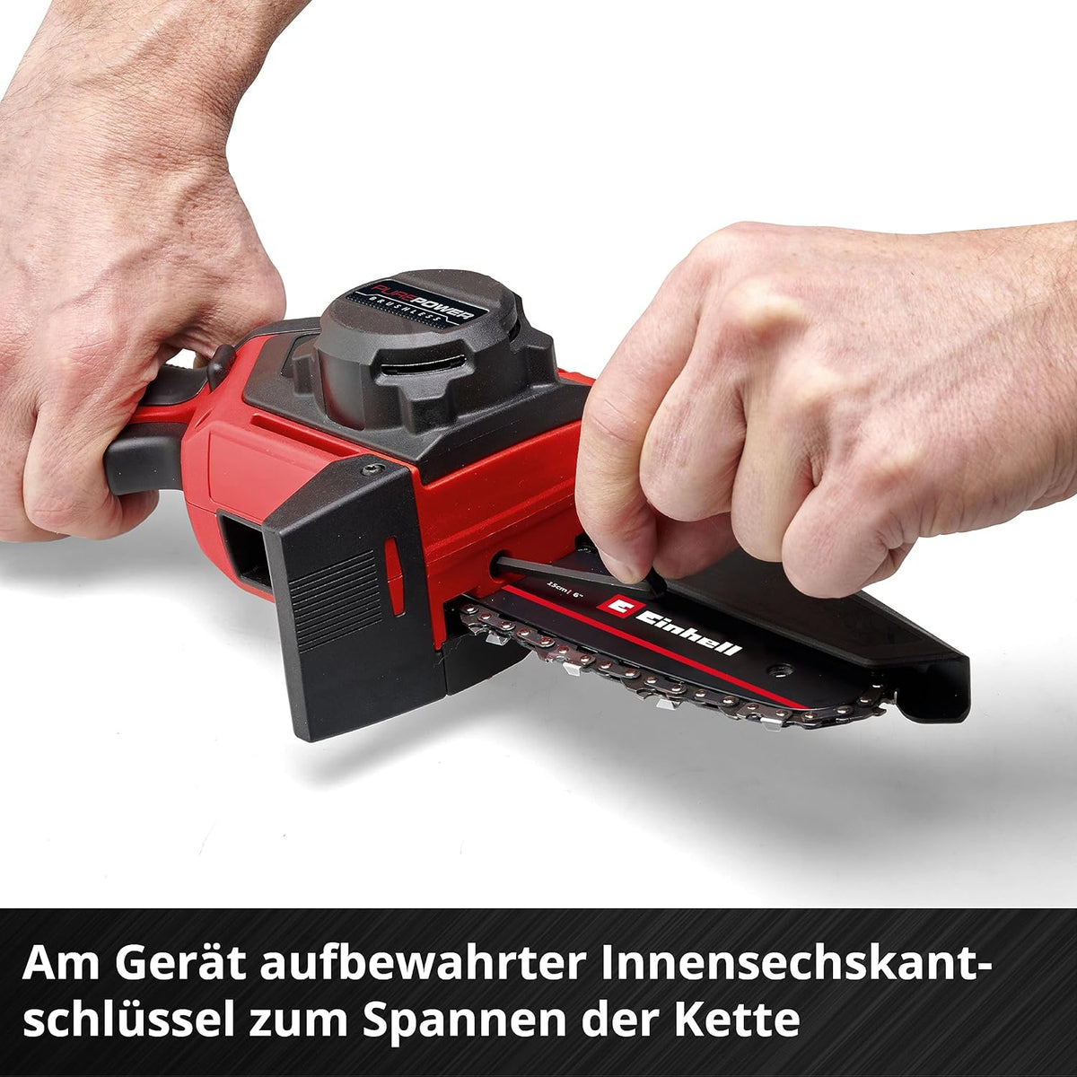 Einhell Akku-Astkettensäge GE-PS 18/15 Li BL Kit Power X-Change (18 V, Brushless, 12,5 cm Schnittlänge, werkzeugloser Schwert-/Kettenwechsel, inkl. 2,5 Ah Akku, Ladegerät, E-Case S-F)