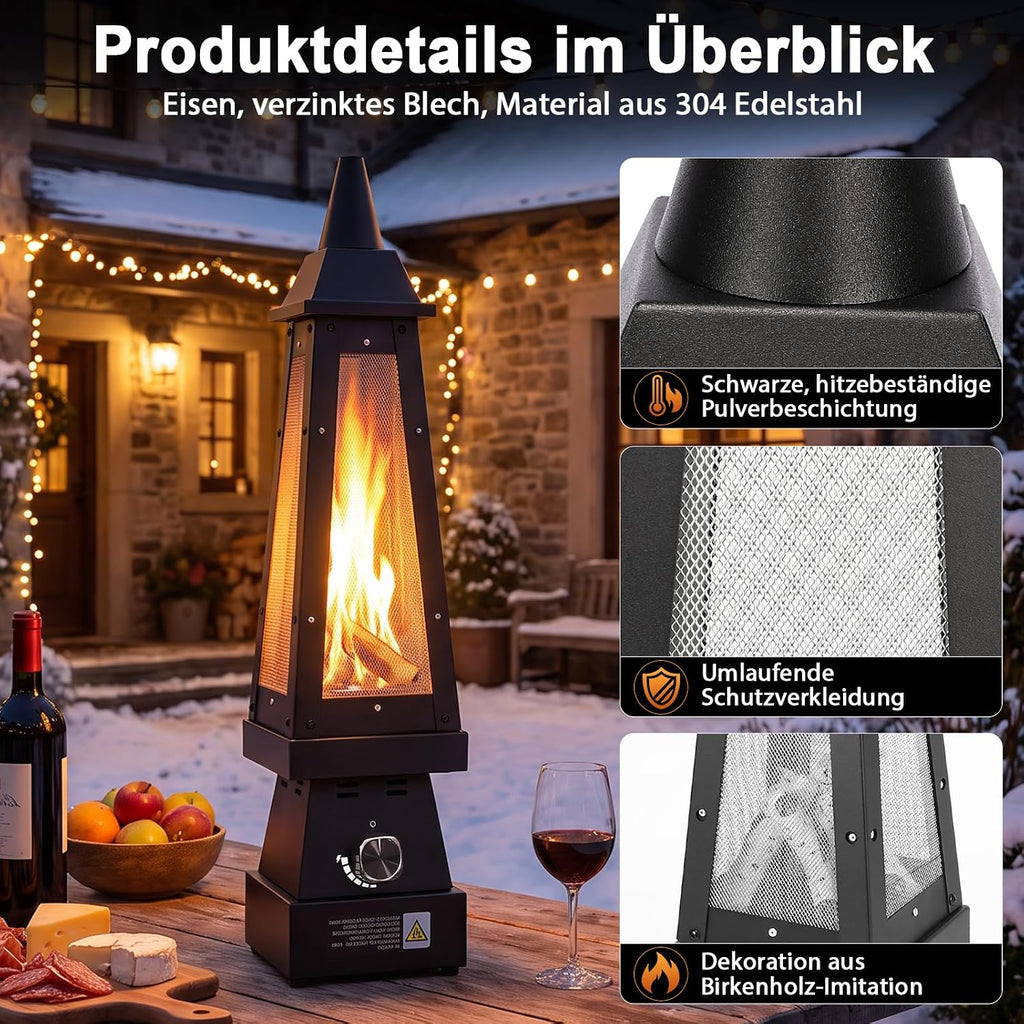 Uniflasy Propane Gas Table Fire, Outdoor Table Fireplace for Patio, Garden