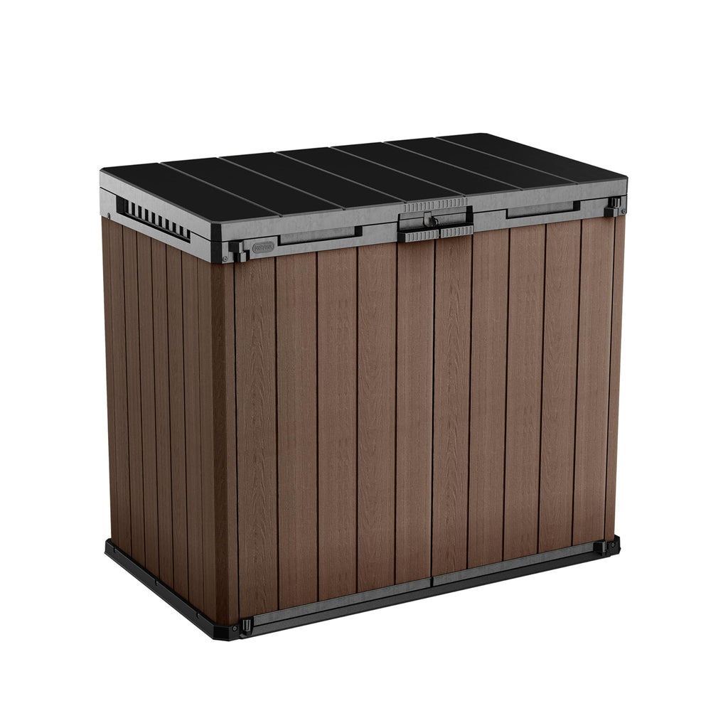 Keter Gartenhaus 249319, 880L, Holzoptik, UV-beständig, abschließbar, Dunkelgrau/Hellgrau