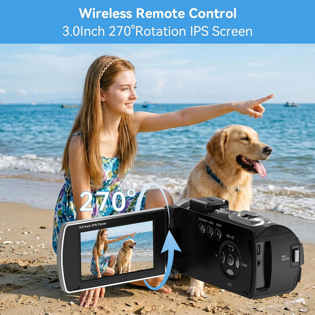 ORDRO Z36 4K/30fps Camcorder, 64MP Vlogging Camera with 18X Digital Zoom