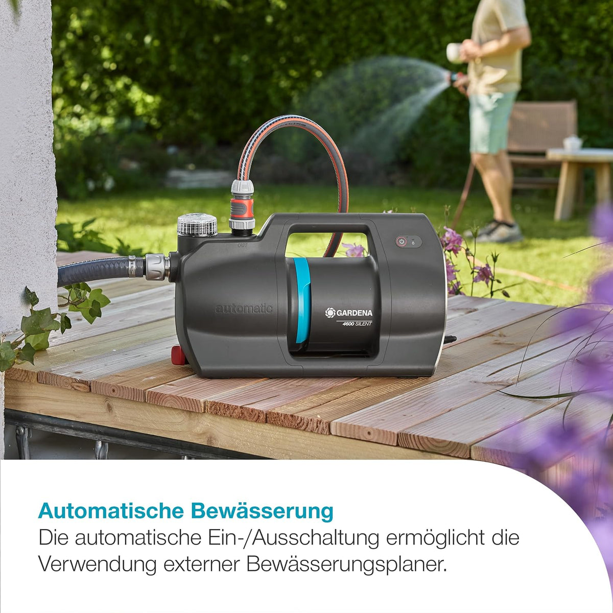 Gardena Haus- & Gartenautomat 4600 Silent Pumpen: Automatisierte Bewässerung und Hauswasserversorgung, 25% weniger Stromverbrauch*, Silent Technologie (09070-20)