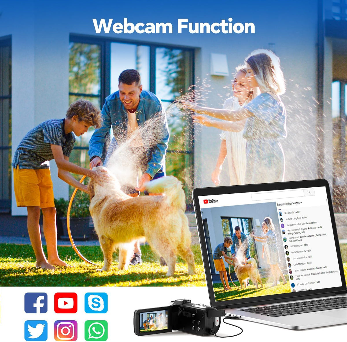 Videokamera 4K Camcorder, 42MP Vlogging Kamera für YouTube, Video Kamera mit 18x Digitalzoom & 3 Zoll 270° Drehbarem Display, Video Camera mit 2 Akkus, 32GB SD-Karte und Fernbedienung, Webcam Funktion
