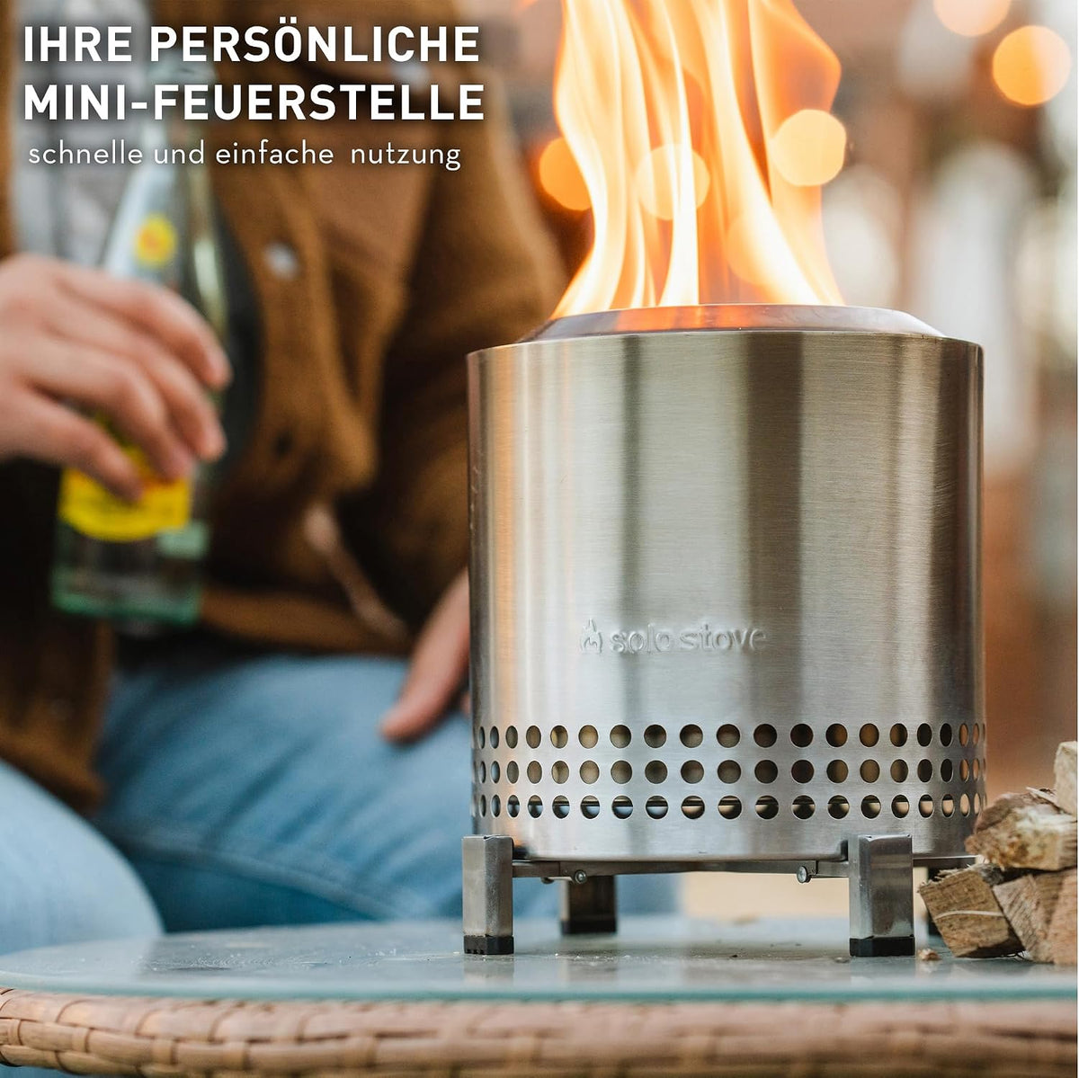 Solo Stove Mesa XL Outdoor Table Fire, Low-Smoke Mini Table Fireplace
