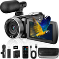 4K Video Camera, 48MP Photo/4K 60FPS Video Recorder, Digital Camcorder for Vlogging on YouTube, with 2 Batteries/Wireless Microphone/SD Card/Remote Control