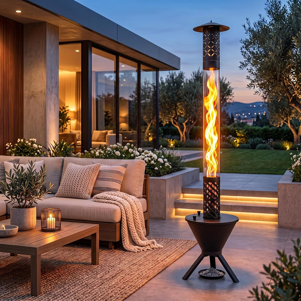 Pellets Fire Pipe, Outdoor Fire Column and Pellet Torch with Glass