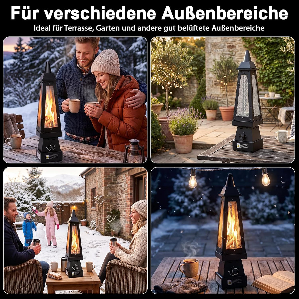 Uniflasy Propane Gas Table Fire, Outdoor Table Fireplace for Patio, Garden