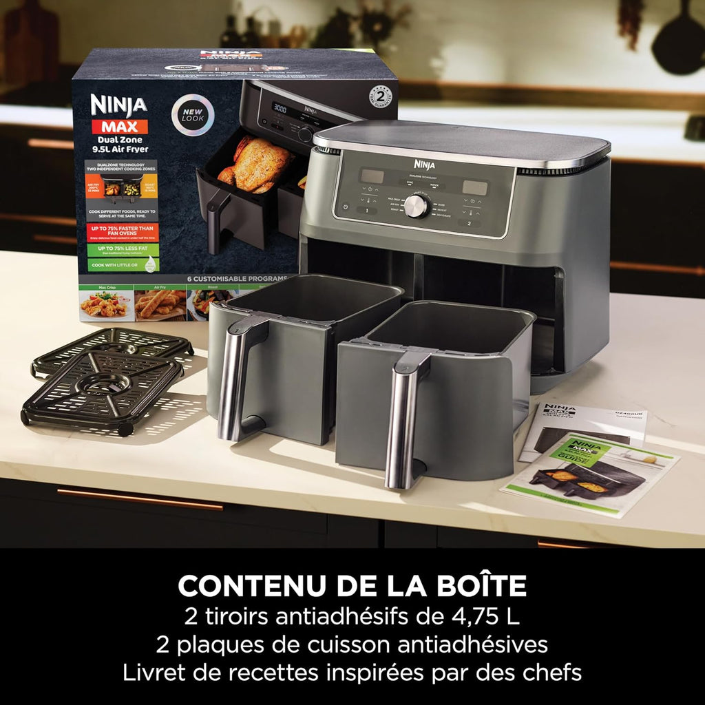 Ninja MAX DualZone, Air Fryer XL, 2 Drawers, 9.5 L, 6-in-1, DZ400EU