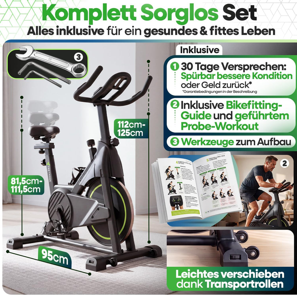 NEU Tretmann Heimtrainer Fahrrad 200 kg belastbar + APP - extra bequem