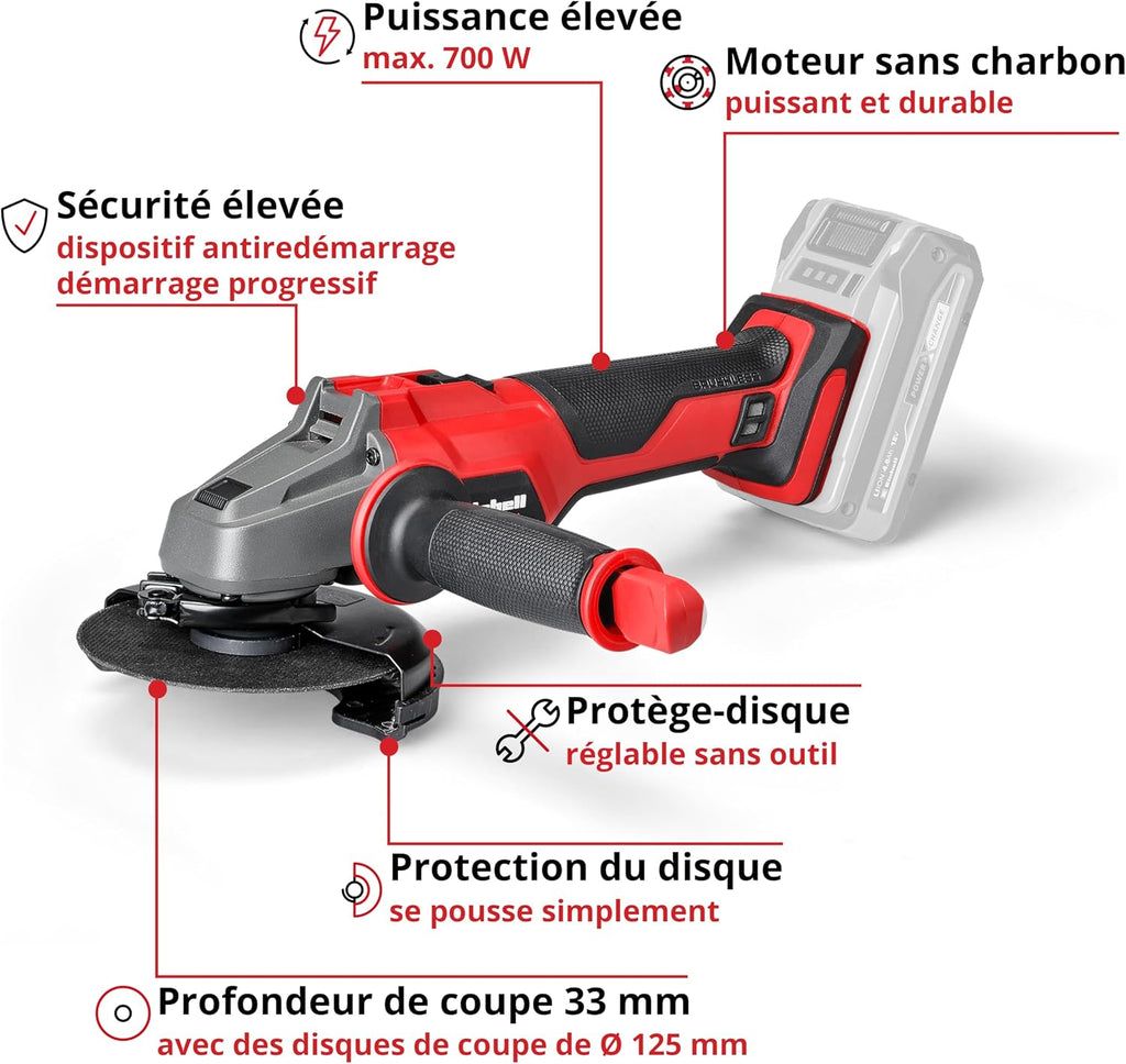 Einhell Professional Cordless Angle Grinder AXXIO 18/125