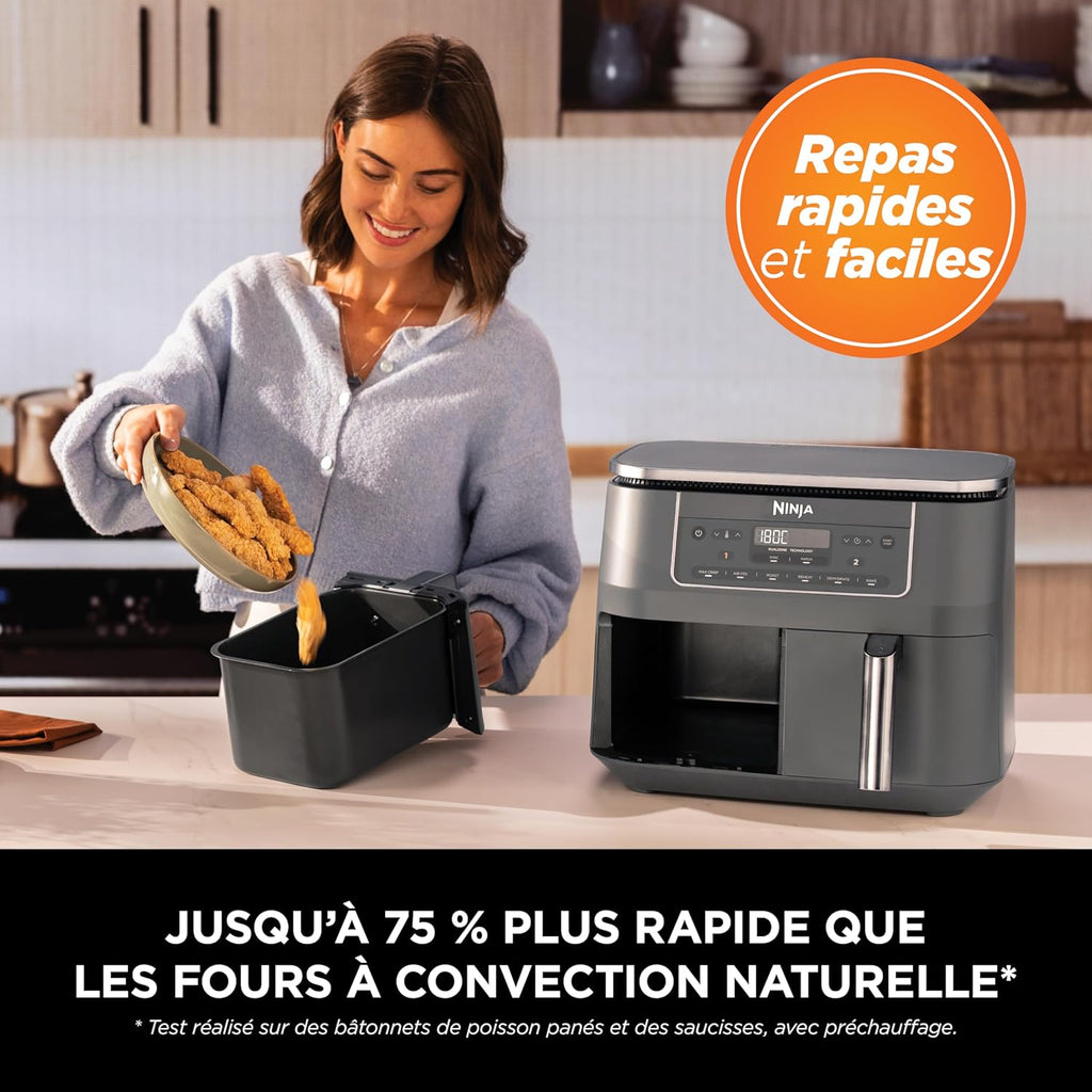 Ninja DualZone, Air Fryer, 2 Drawers, 7.6 L, 6-in-1, Family Meal,DZ300EU