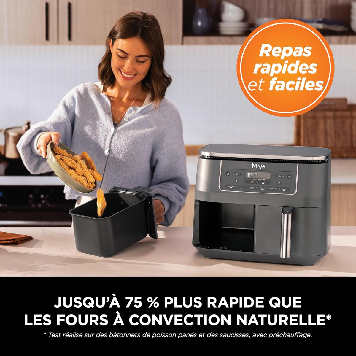 Ninja DualZone, Air Fryer, 2 Drawers, 7.6 L, 6-in-1, Family Meal,DZ300EU