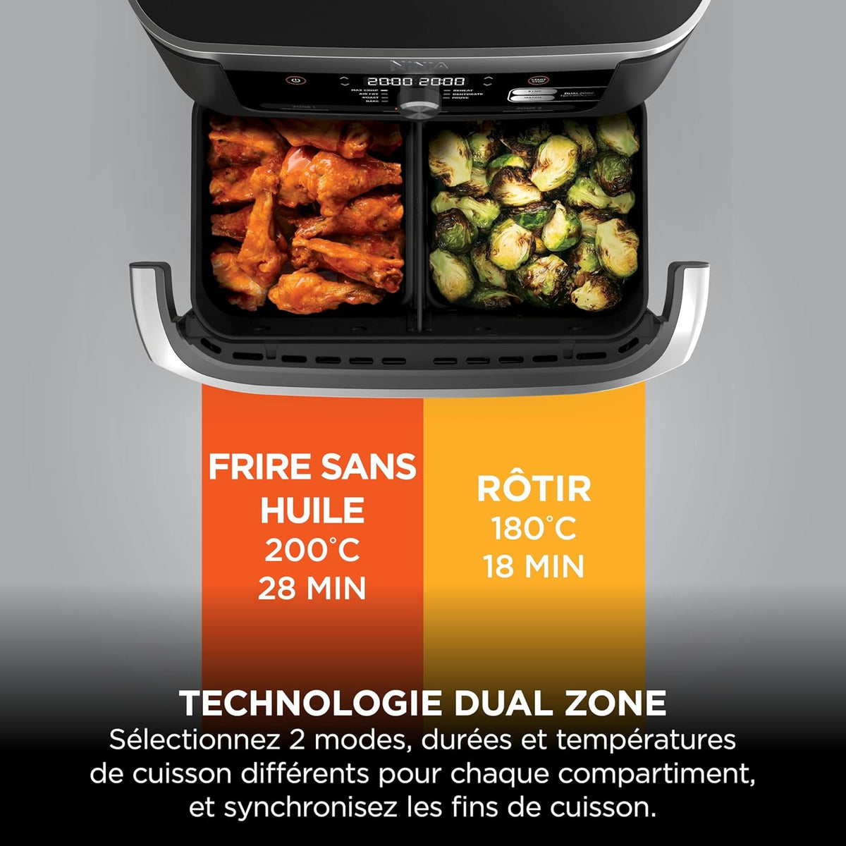 NINJA Foodi FlexDrawer Air Fryer, Dual Zone with Removable Divider, Large 10.4L Drawer, 7-in-1, Double Zone, Dishwasher Safe Non-Stick, Black & Copper, AF500EUCP
