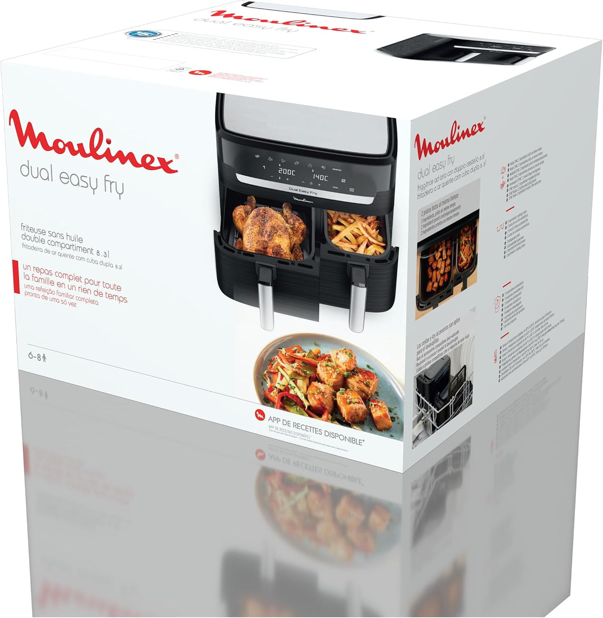 Moulinex - Easy Fry Dual air fryer - 7 programs - 8.3L - Black