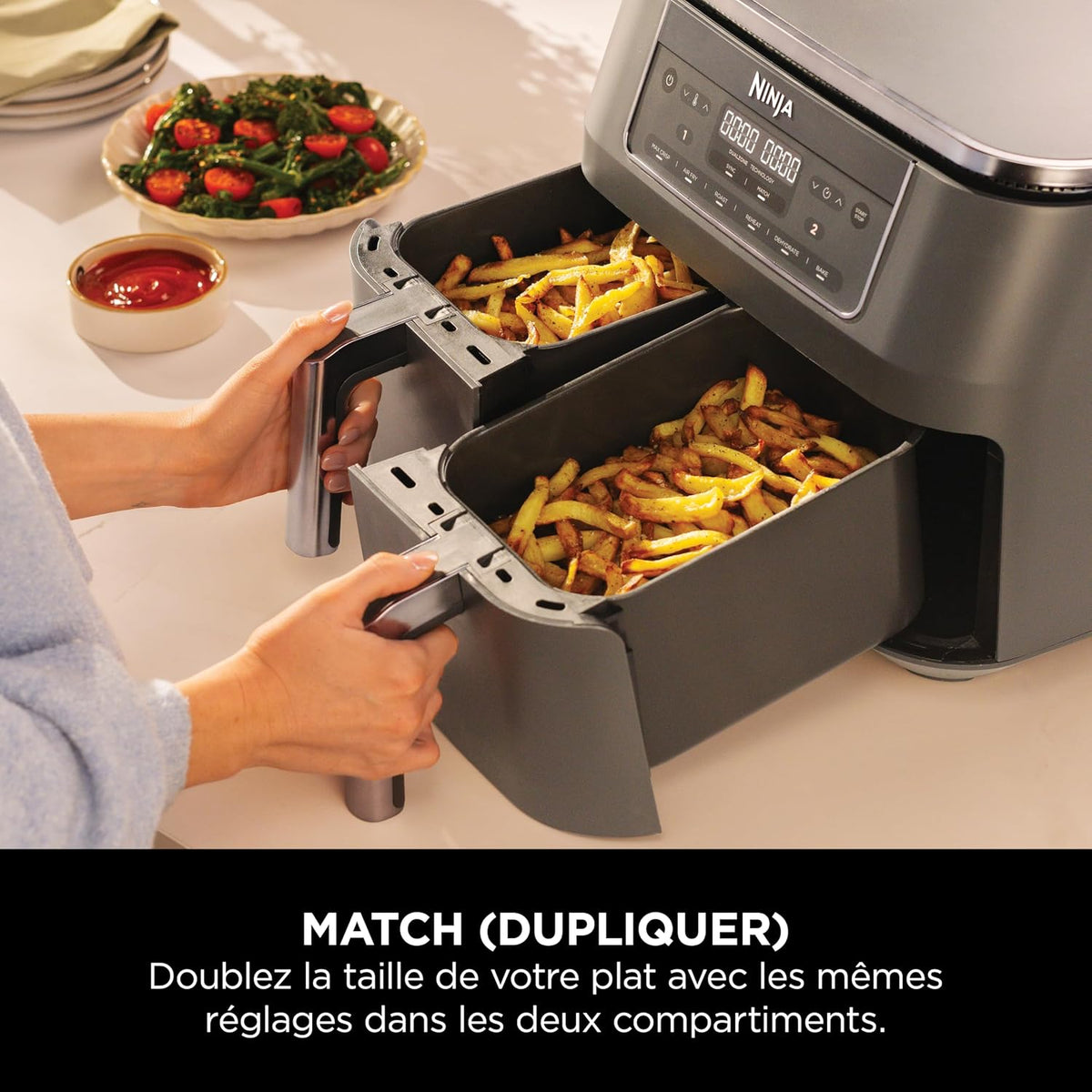 Ninja DualZone, Air Fryer, 2 Drawers, 7.6 L, 6-in-1, Family Meal,DZ300EU