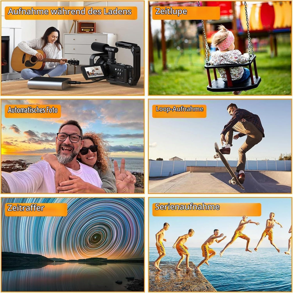 Videokamera 4K Camcorder 48MP 21X Digitalzoom 3.0''270°Drehbarer Screen Vlogging Kamera für YouTube, Video Kamera mit HDMI-Kabel, Externes Mikrofon, Fernbedienung, 32 GB Karte, 2 Batterien