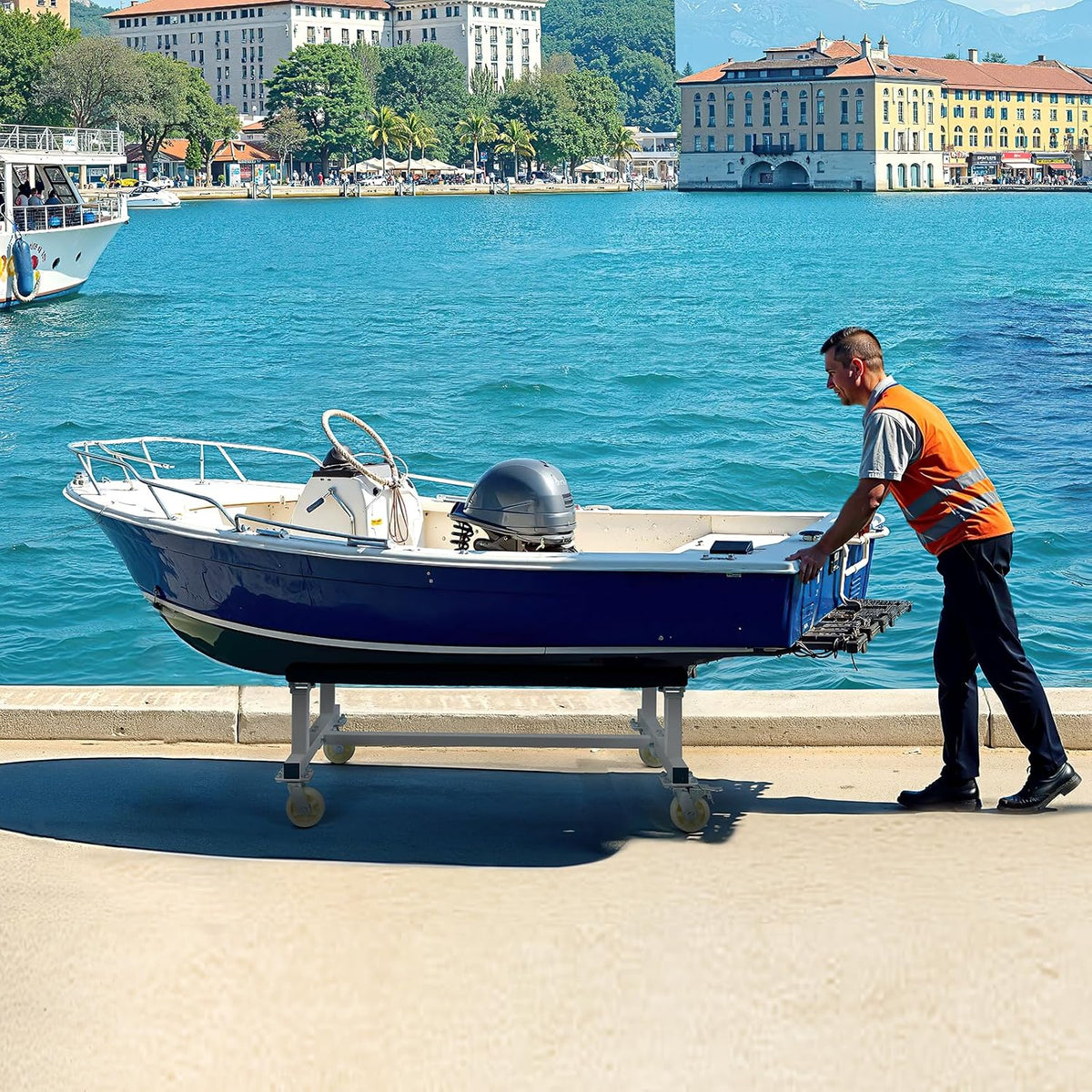 VEVOR Jet Ski Trolley, 817kg Capacity, Jet Ski Stand for Moving Boats, Heavy Duty Moving Cart, Fixed Berth, with 4 Castors and 2 Brakes for Kayaks, Hovercraft