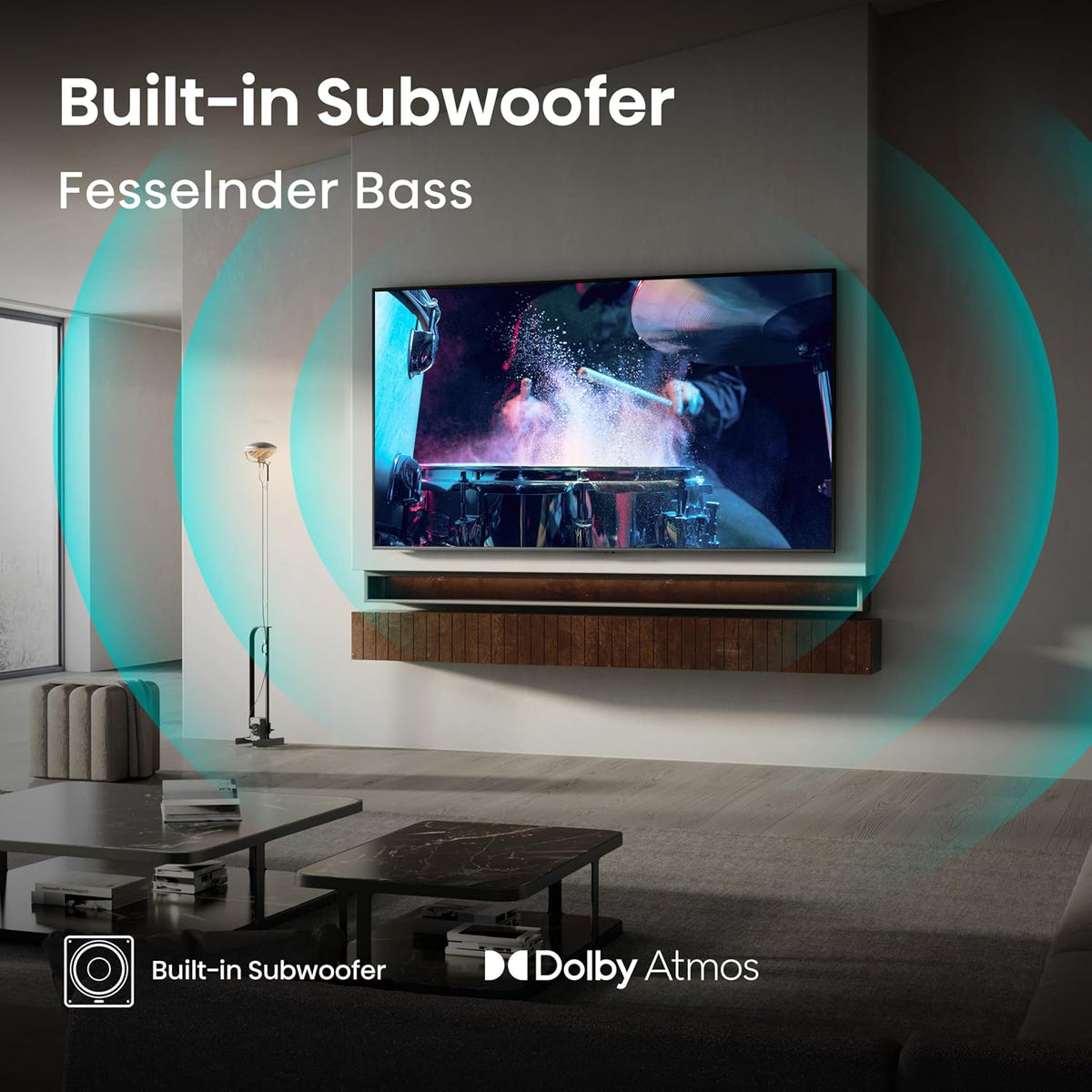 Hisense 55U7Q Fernseher 55 Zoll, 4K Mini LED ULED, Smart TV, Hi-View AI Engine, 144Hz Game Mode Pro, FreeSync Premium, Built in Subwoofer, Dolby Vision IQ Atmos, Airplay, Sprachsteuerung[2025]