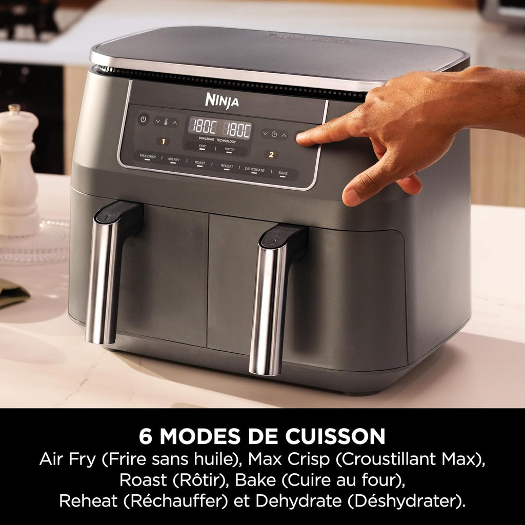 Ninja DualZone, Air Fryer, 2 Drawers, 7.6 L, 6-in-1, Family Meal,DZ300EU
