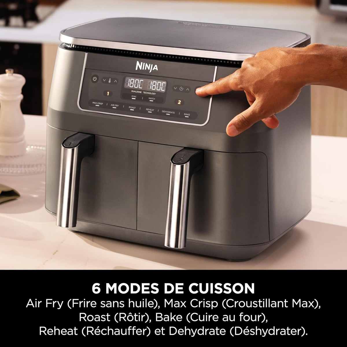 Ninja DualZone, Air Fryer, 2 Drawers, 7.6 L, 6-in-1, Family Meal,DZ300EU