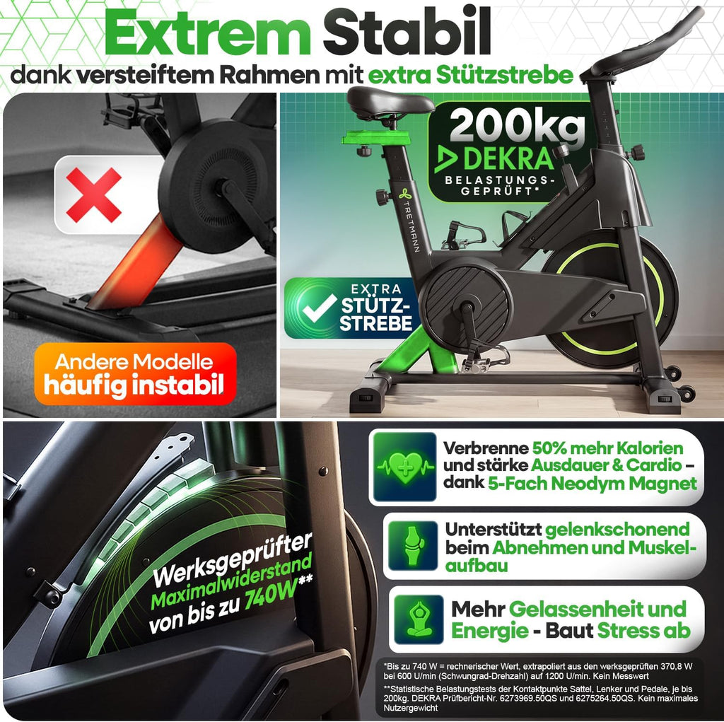 NEU Tretmann Heimtrainer Fahrrad 200 kg belastbar + APP - extra bequem