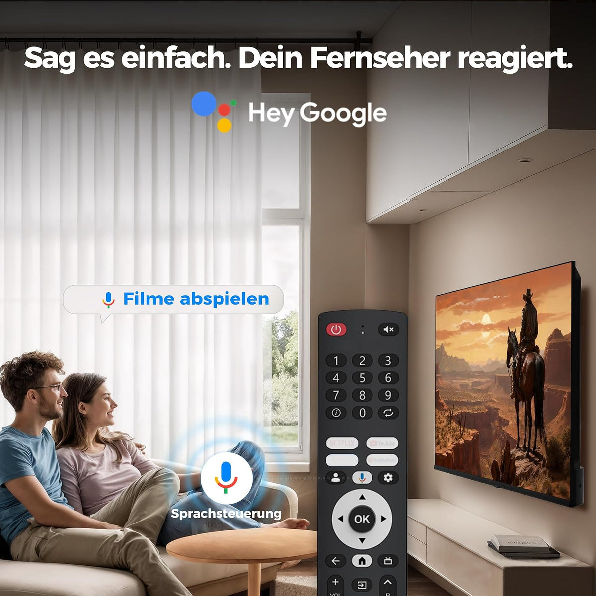 FPD Fernseher 55 Zoll Smart TV, 4K UHD mit Google TV & Google Cast, Dolby Vision und Atmos, HDR 10, MEMC für flüssige Bewegungen