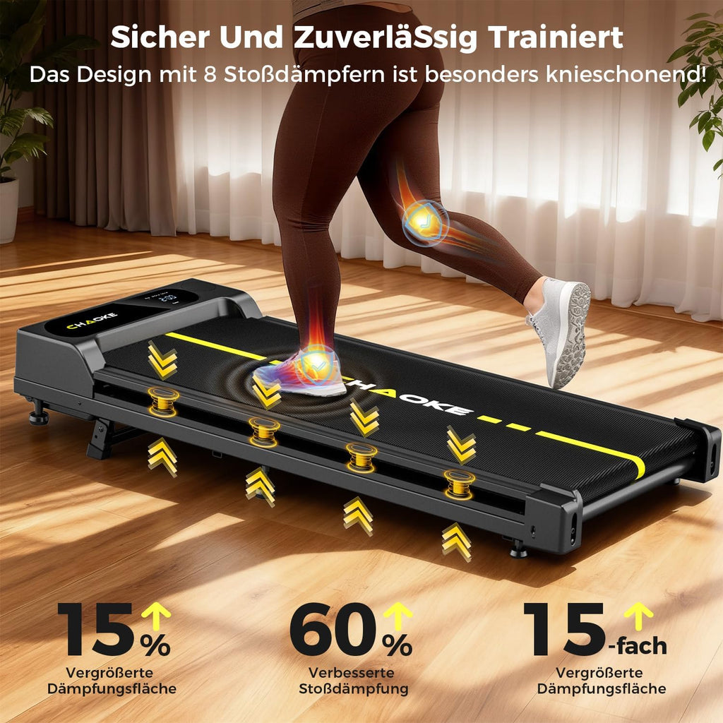 Walking Pad mit Steigung 9%, 1-10 km/h Laufband für Zuhause mit APP, 2.75HP Walking Pad Cardio für Home-Office mit Eingebaute Lautsprecher, LED-Anzeige, Leise Schreibtisch Laufband