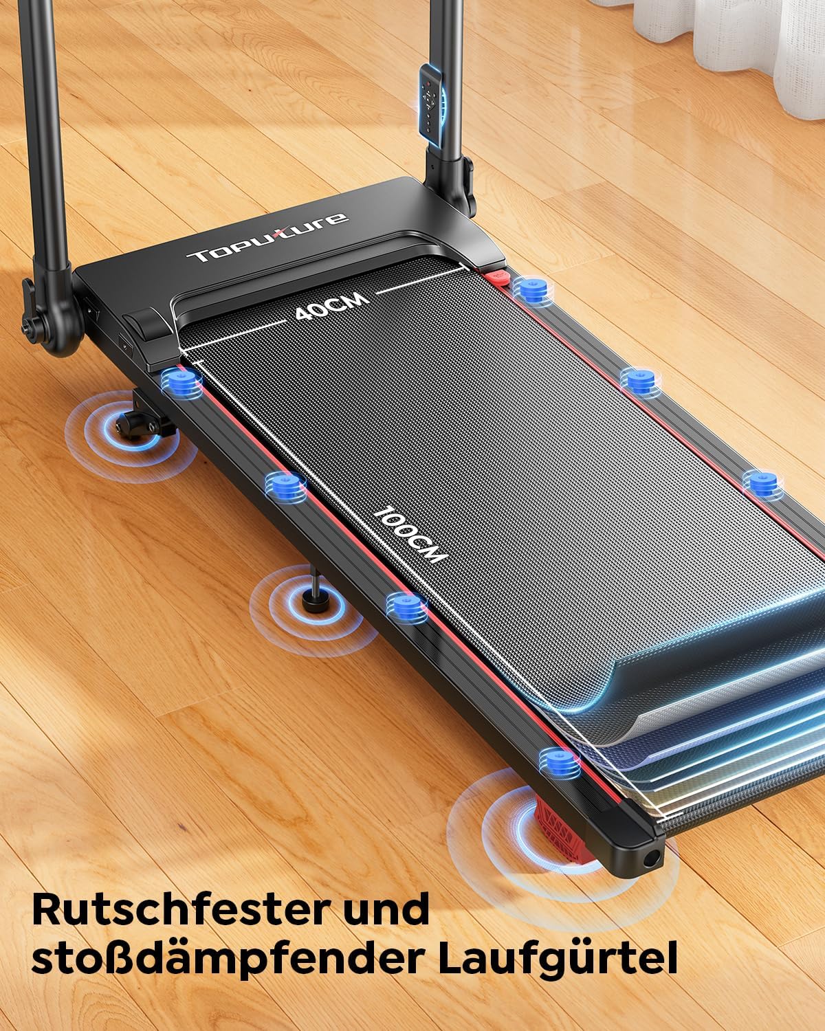 Laufband für Zuhause 12km/h, 6 IN 1 Elektrisches Laufband mit 10% Steigung, 1080MM Einziehbares Steigrohr, Controllo App, 360° Tablet Holder, 2.5HP Leiser Motor, LED Anzeige