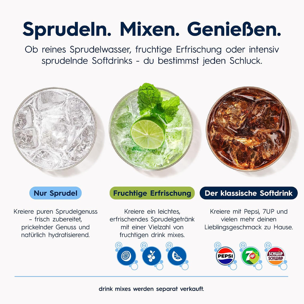 SodaStream ENSO Wassersprudler -1L Sprudlerflaschen & CO2-Zylinder, Silber