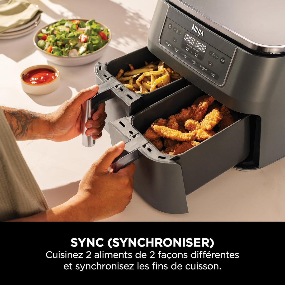 Ninja DualZone, Air Fryer, 2 Drawers, 7.6 L, 6-in-1, Family Meal,DZ300EU