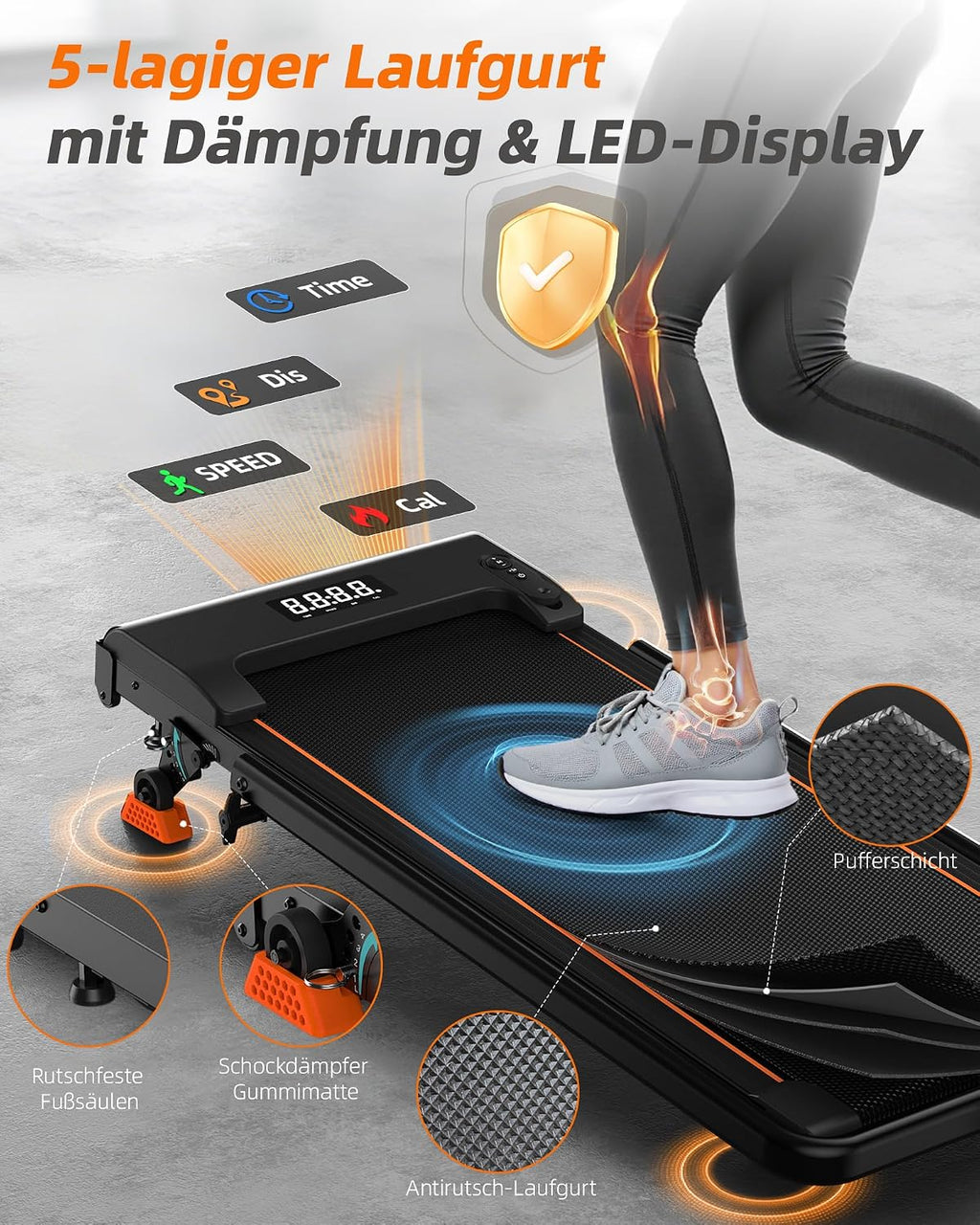 Lichico 3-in-1 Walking Pad mit 0-12% Steigung, Laufband für Zuhause Klein