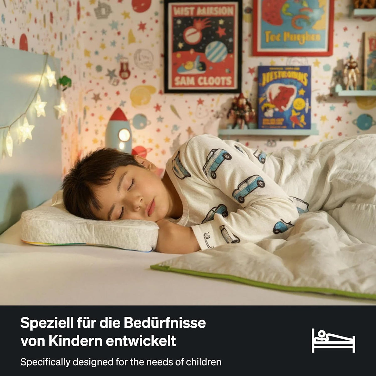 BLACKROLL Kopfkissen Recovery Pillow Kids aus Memory-Foam für Kinder ab 4 Jahren, Atmungsaktiv, Ergonomisch, 50x30x6 cm