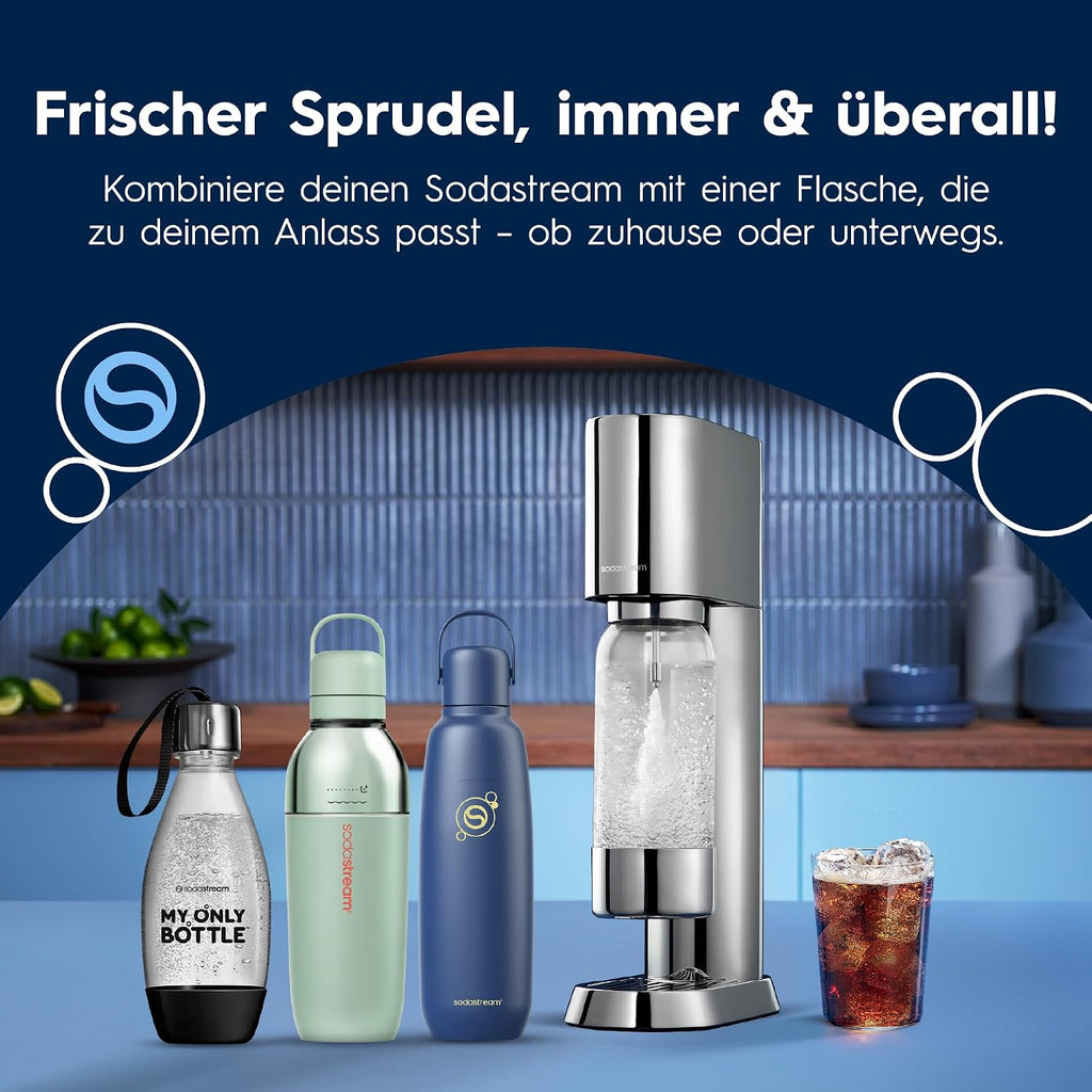 SodaStream ENSO Wassersprudler -1L Sprudlerflaschen & CO2-Zylinder, Silber