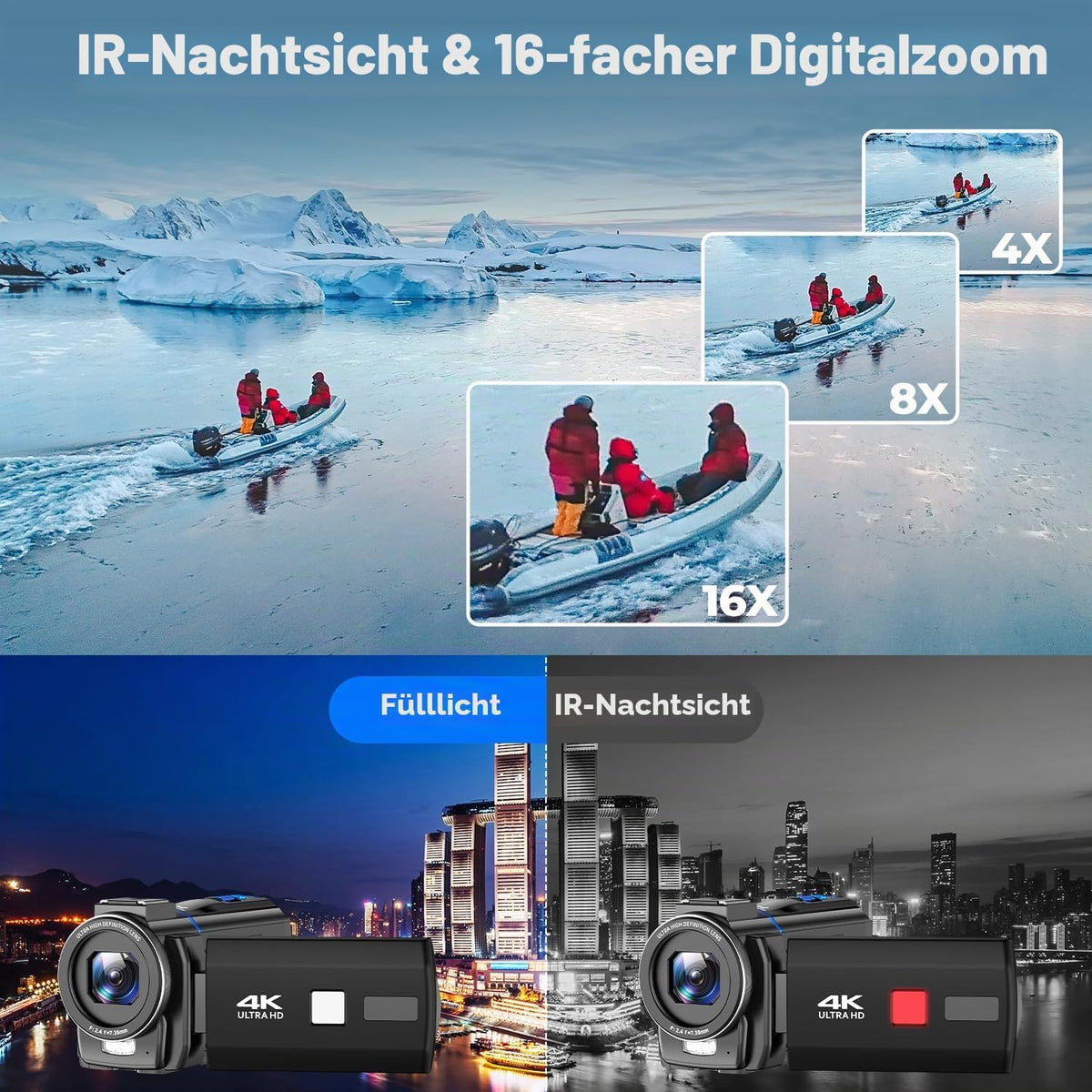 Video Camera Camcorder 5K Vlog Camera with 16X Digital Zoom Night Vision, 48MP 3 Inch 270° Rotating Touchscreen Webcam Vlogging Camera, Camcorder Video Camera with 32GB SD Card, Filling Light, Remote