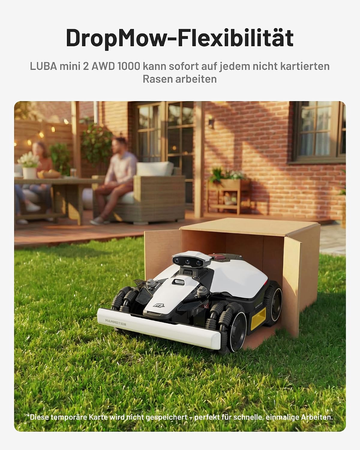 MAMMOTION LUBA mini 2 AWD 1000 Mähroboter ohne Begrenzungkabel+Mini Garage