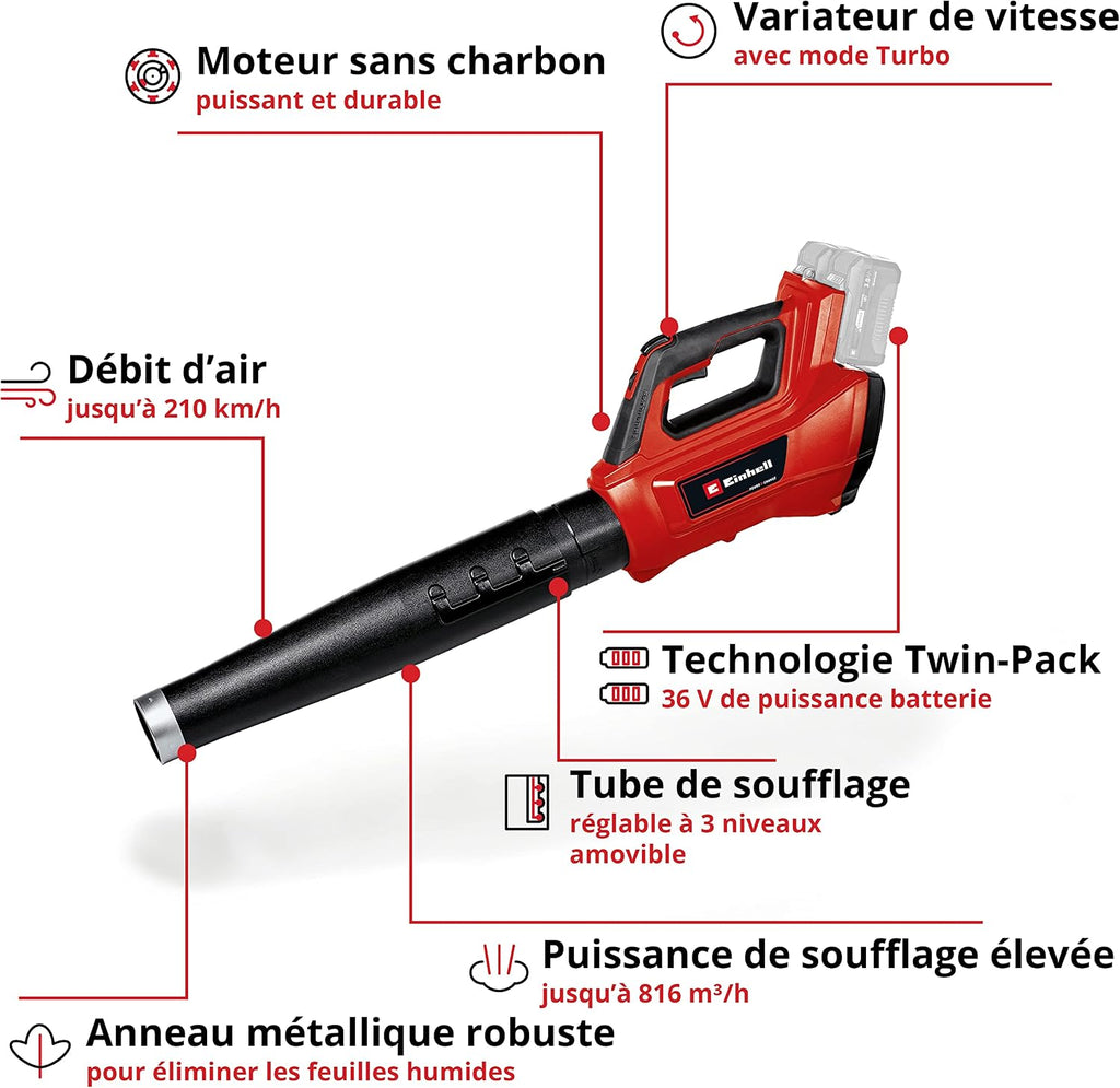 Einhell Professional GP-LB 36/210 Li E-Solo Power X-Change Cordless Leaf Blower (36V, Blow Power 816 m³/h, Carbon Free Motor) Delivered without Battery or Charger