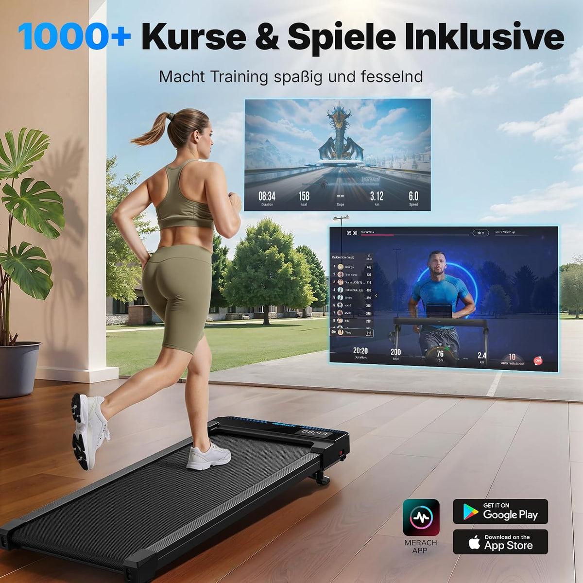 MERACH T19 Walking Pad, 3 in 1 Laufband Schreibtisch mit Fernbedienung