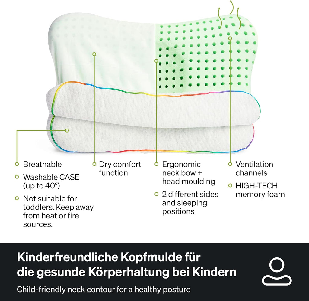 BLACKROLL Kopfkissen Recovery Pillow Kids aus Memory-Foam für Kinder ab 4 Jahren, Atmungsaktiv, Ergonomisch, 50x30x6 cm