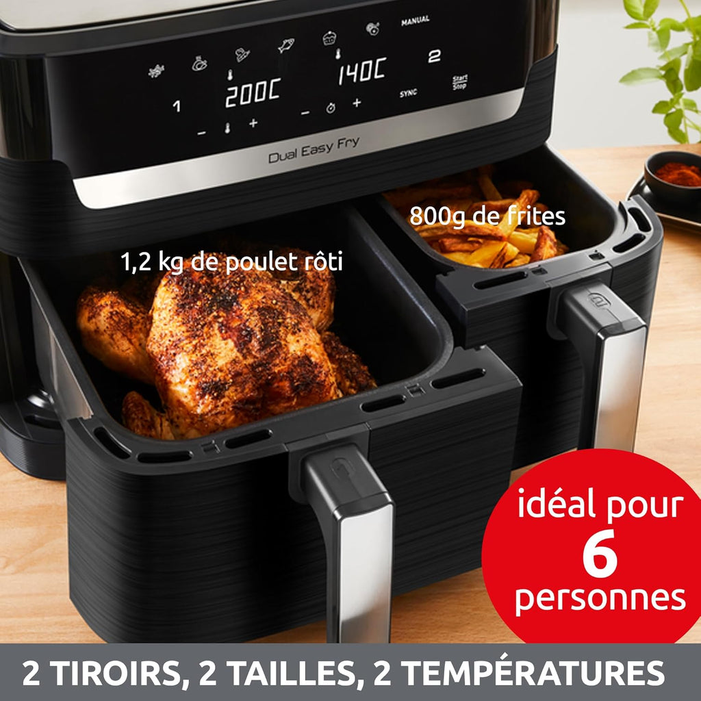 Moulinex - Easy Fry Dual air fryer - 7 programs - 8.3L - Black
