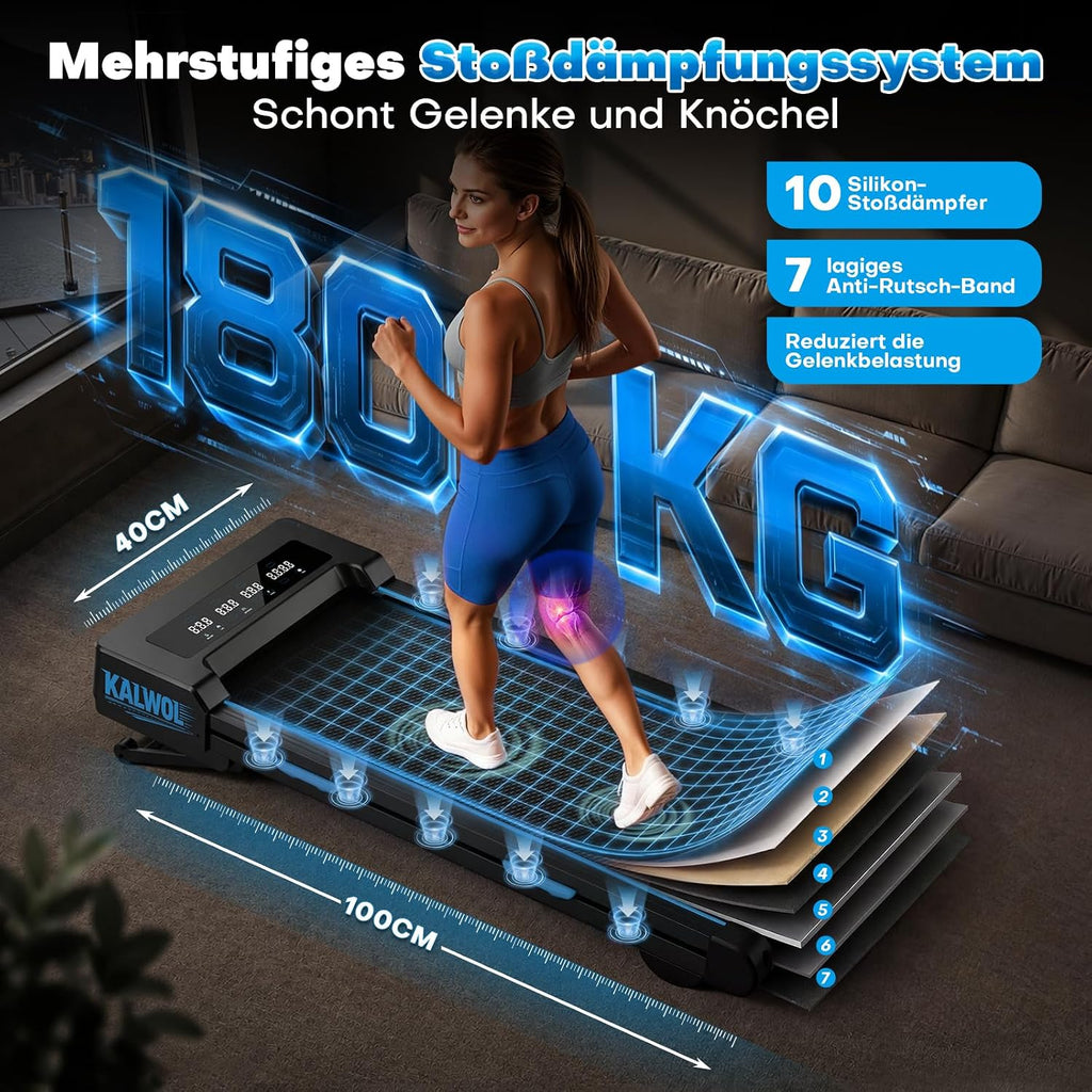 Walking Pad mit 14% Automatischer Steigung, 5 In 1 Laufband für Zuhause mit 3.5 HP bürstenloser Motor, 10km/h Laufband Schreibtisch für Zuhause & Büro mit LED-Display, 12 HIIT-Programme, Bis 180 kg