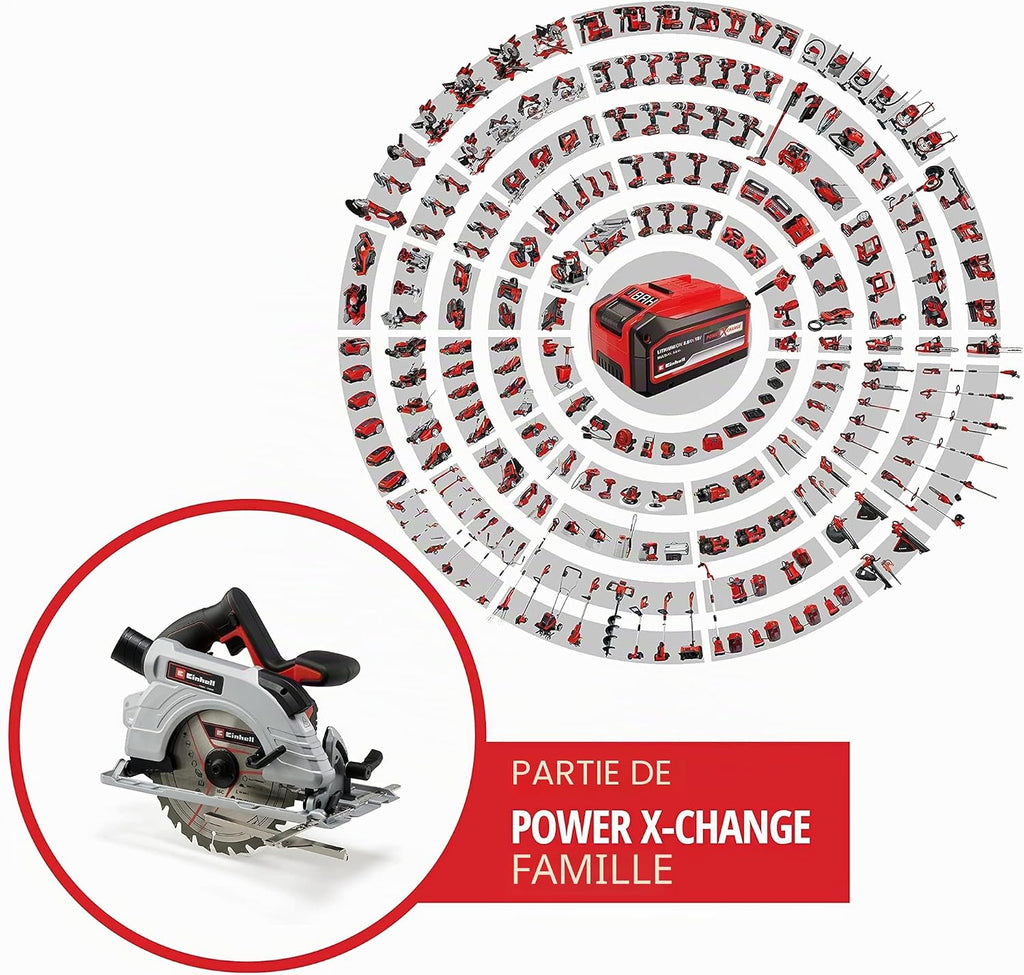 Einhell Professional TP-CS 18/190 Li BL-Solo Power X-Change Cordless Circular Saw Ø190mm (18V, Carbon Free Motor, LED Lighting, Aluminium sole) Delivered without Battery or Charger